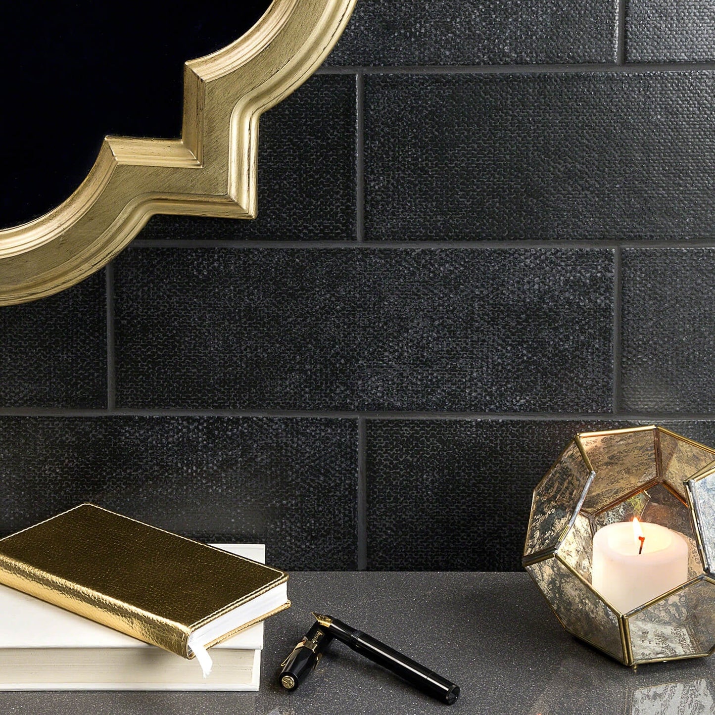 Diesel Camp Canvas Black 4x12 Matte Ceramic Subway Wall Tile