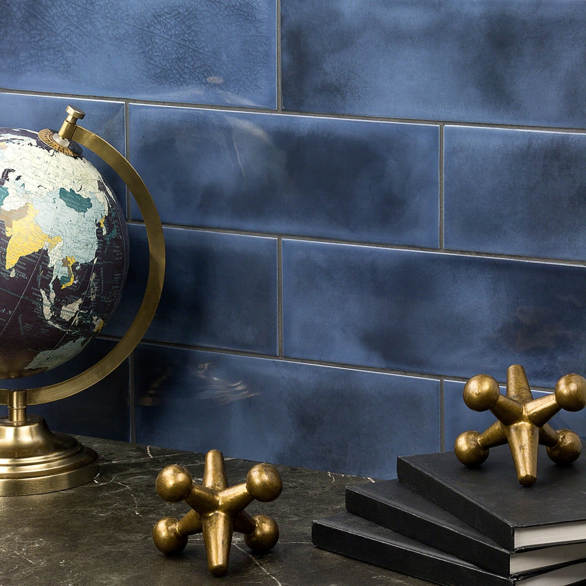 Diesel Camp Smoke Blue 4x12 Glossy Ceramic Subway Tile