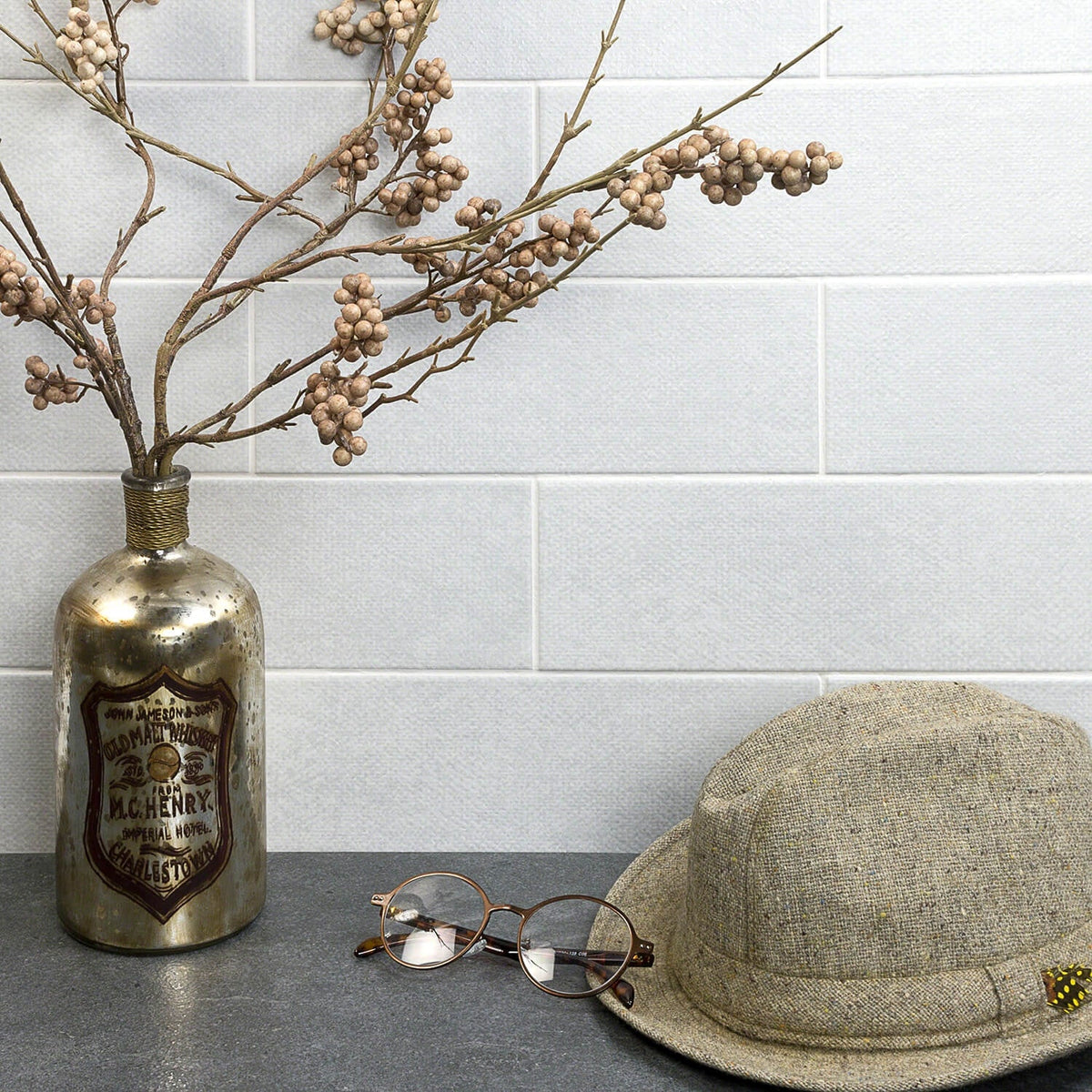 Diesel Camp Canvas White 4x12 Matte Ceramic Subway Wall Tile