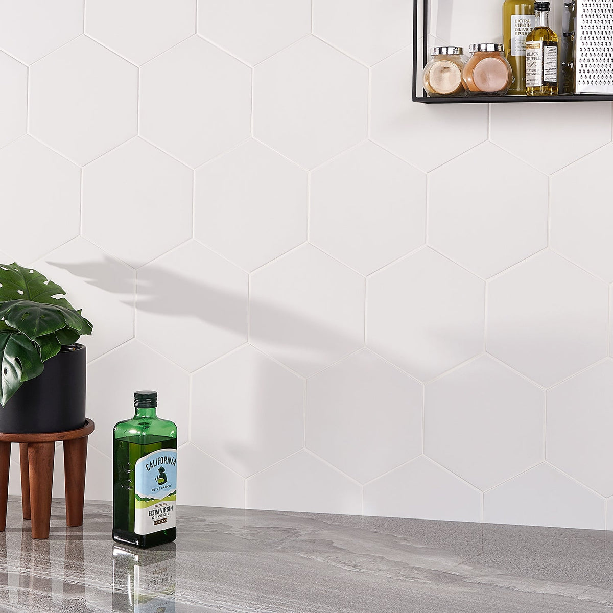 HexArt Blanco White Matte Porcelain Tile - 8" Hexagon
