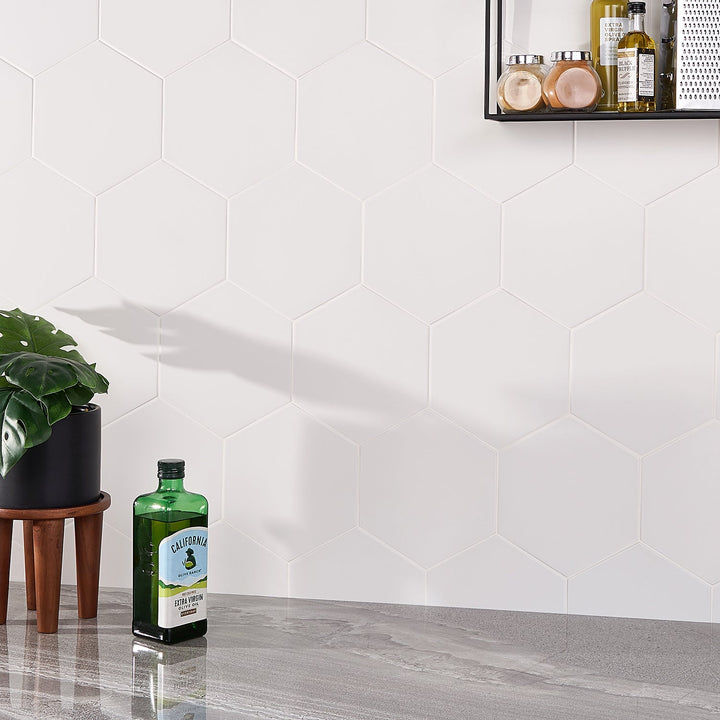 HexArt Blanco White Matte Porcelain Tile - 8" Hexagon