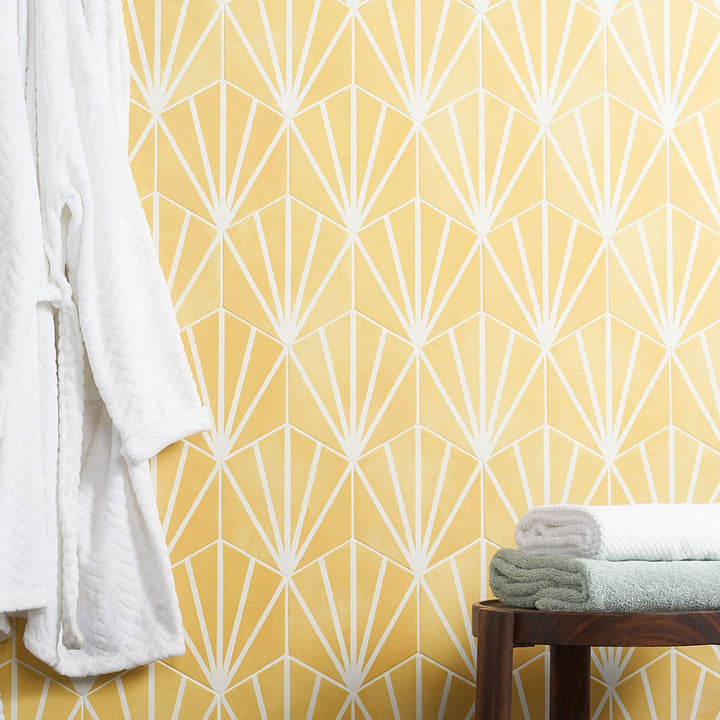 HexArt Deco Yellow 8" Hexagon Matte Porcelain Tile by Lux Tile