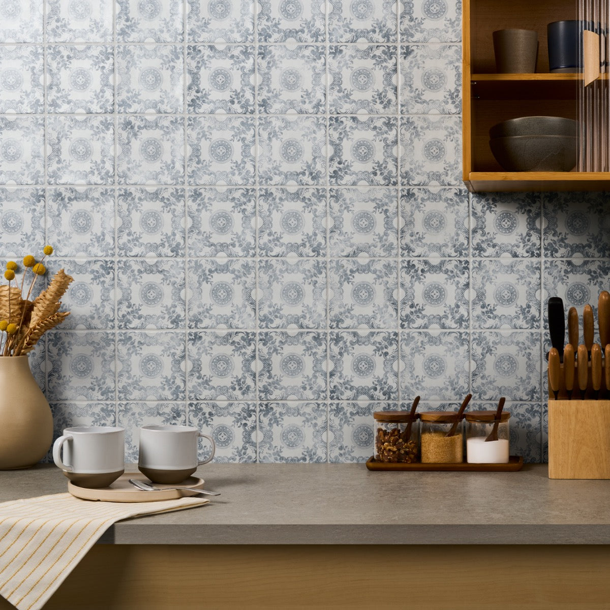 Talia Cala Blue 5x5 Matte Ceramic Tile by Paula Purroy