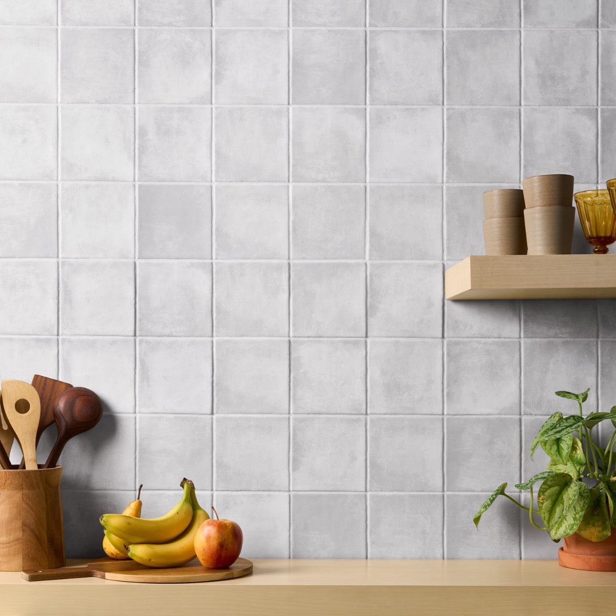 Paula Purroy Talia Cotton White 5x5 Matte Ceramic Tile
