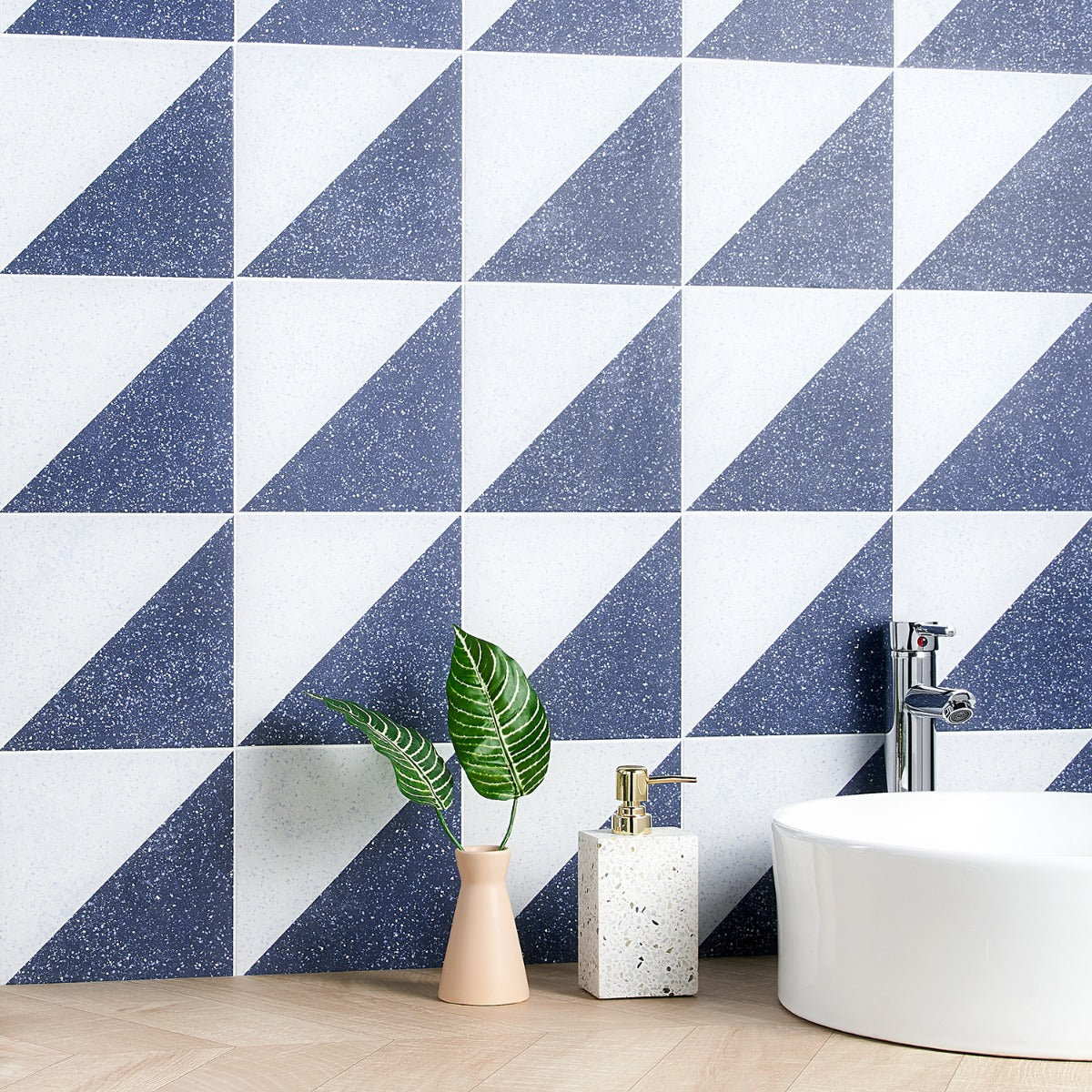 Art Geo Terrazzo Dos Blue 8x8 Matte Porcelain Tile by Elizabeth Sutton