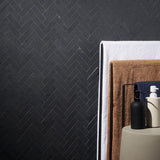 Lux Tile Portrait Black Herringbone Matte Porcelain Mosaic Tile