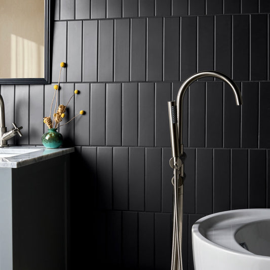 Roller Black 3x11 Matte Porcelain Subway Tile - Lux Tile