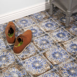Lenox Flora Blue 8x8 Matte Porcelain Tile - Mediterranean Design