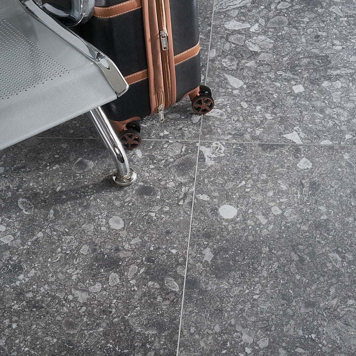 Rizo Charcoal Gray Terrazzo Look Matte Porcelain Tile - 24x24