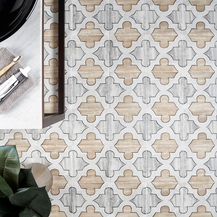 Alesso Deco Picos Beige 8x8 Matte Porcelain Tile - Lux Tile