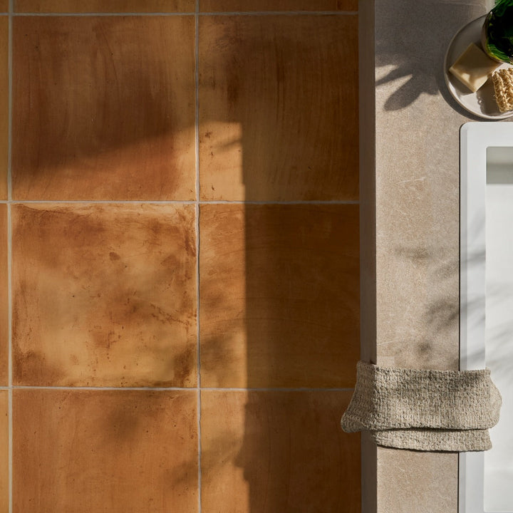 Saltillo Peach Terracotta 18x18 Matte Porcelain Tile by Tilebar