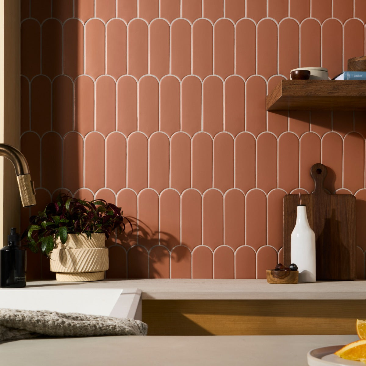 Parry Clay Terracotta Fishscale Matte Ceramic Wall Tile - 3x8