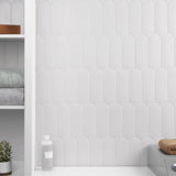 Parry White 3x8 Fishscale Matte Ceramic Wall Tile by Lux Tile