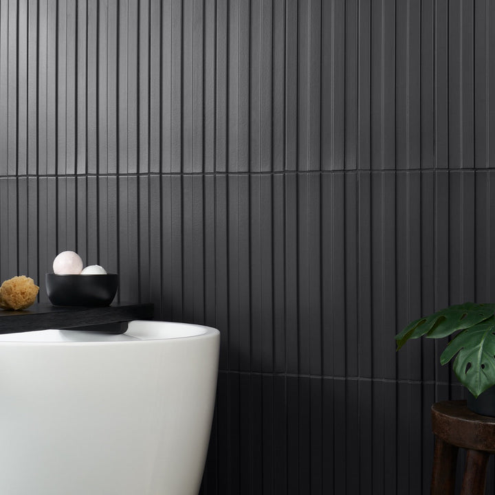 Bariano Black 6x16 Fluted 3D Matte Porcelain Tile