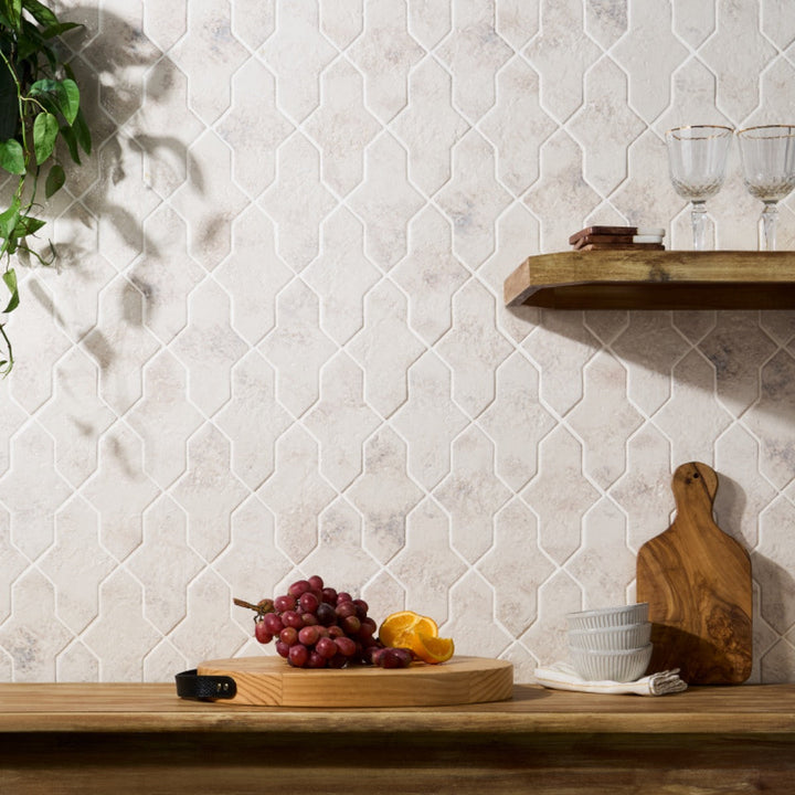 Greta Cruz Seashell White 5x8 Glossy Textured Porcelain Tile