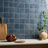 Greta Midnight Blue 5x5 Glossy Textured Porcelain Tile