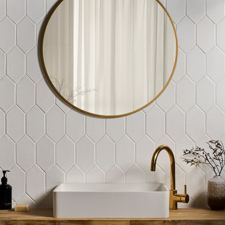 Morocco Blanco White 4x8 Picket Glossy Porcelain Tile by Lux Tile