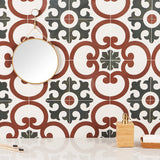 Lapaz Dahlia Red 9x9 Matte Porcelain Tile - Mediterranean Design