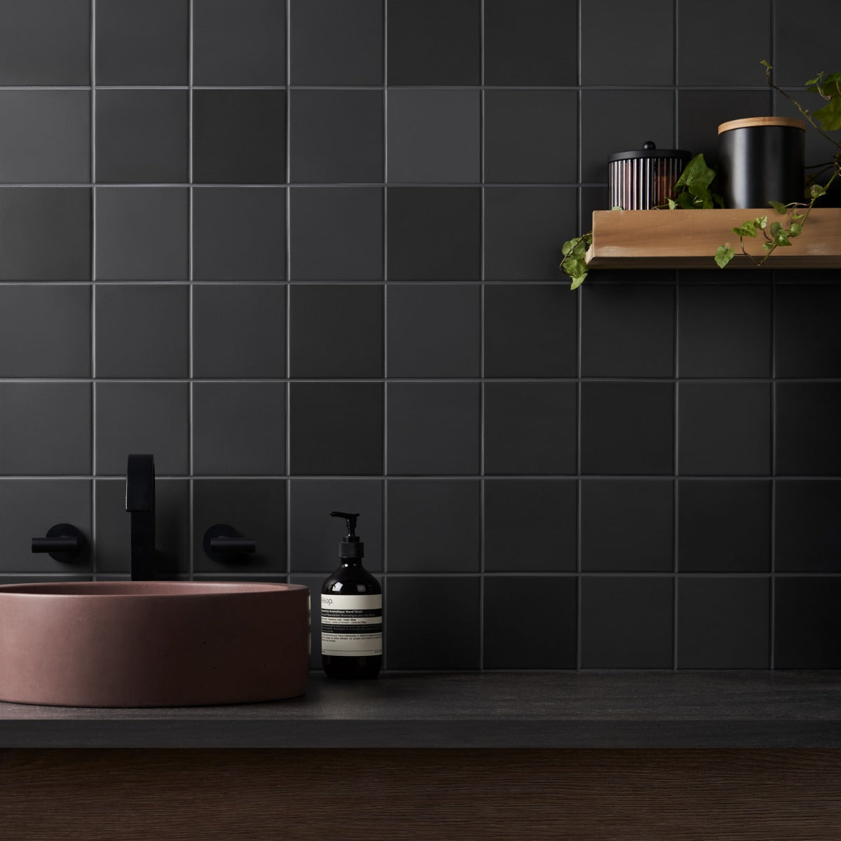 Born Charcoal Gray 5x5 Matte Porcelain Tile - Lux Tile