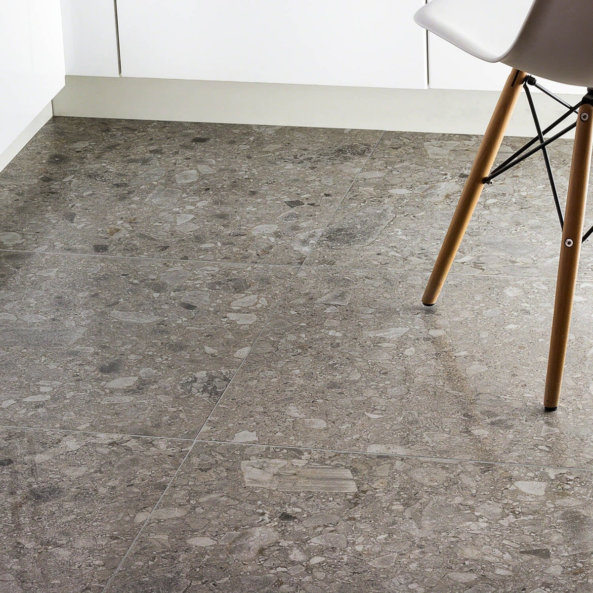 Rizo Tortora Gray 24x24 Terrazzo Look Semi-Polished Porcelain Tile