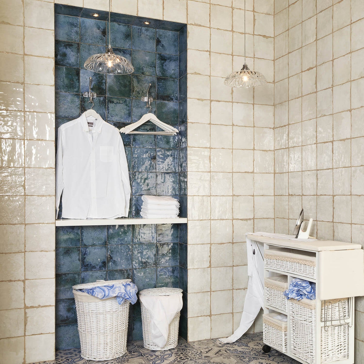 Angela Harris Dunmore Blue 8x8 Polished Ceramic Wall Tile