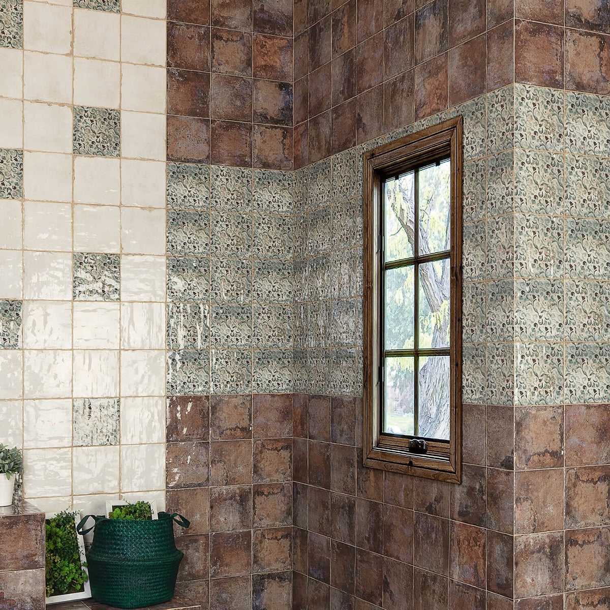 Angela Harris Savona Green 8x8 Polished Ceramic Wall Tile