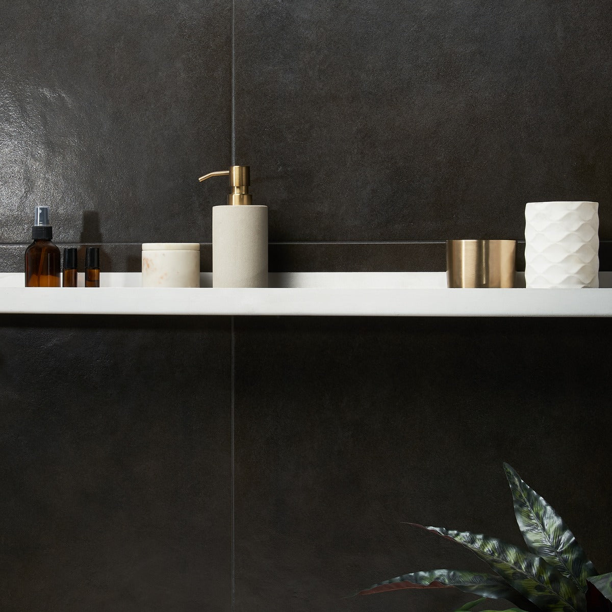 Rethink Leather Black 24x24 Matte Porcelain Tile by Lux Tile