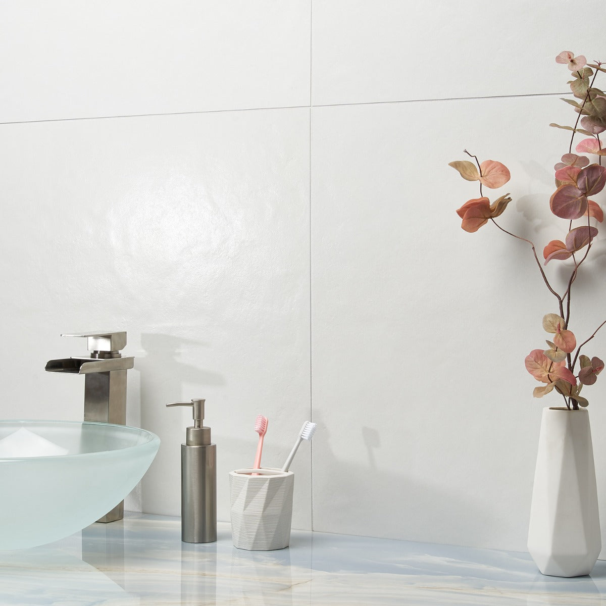 Rethink Plaster White Matte Porcelain Tile - 24x24, Made in Italy