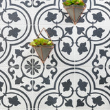 Cascais Black & White Ornate 9x9 Matte Porcelain Tile by Lux Tile