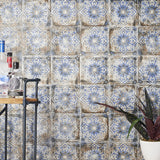 Lenox Flora Blue 8x8 Matte Porcelain Tile - Mediterranean Design