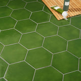 Cavallo Monaco Green 7" Hexagon Glossy Porcelain Tile - Lux Tile