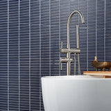 Kai Royal Blue 1x4" Crackled Glossy Porcelain Mosaic Tile - Lux Tile