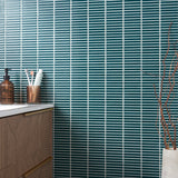 Kai Teal Crackled Glossy Porcelain Mosaic Tile - Lux Tile