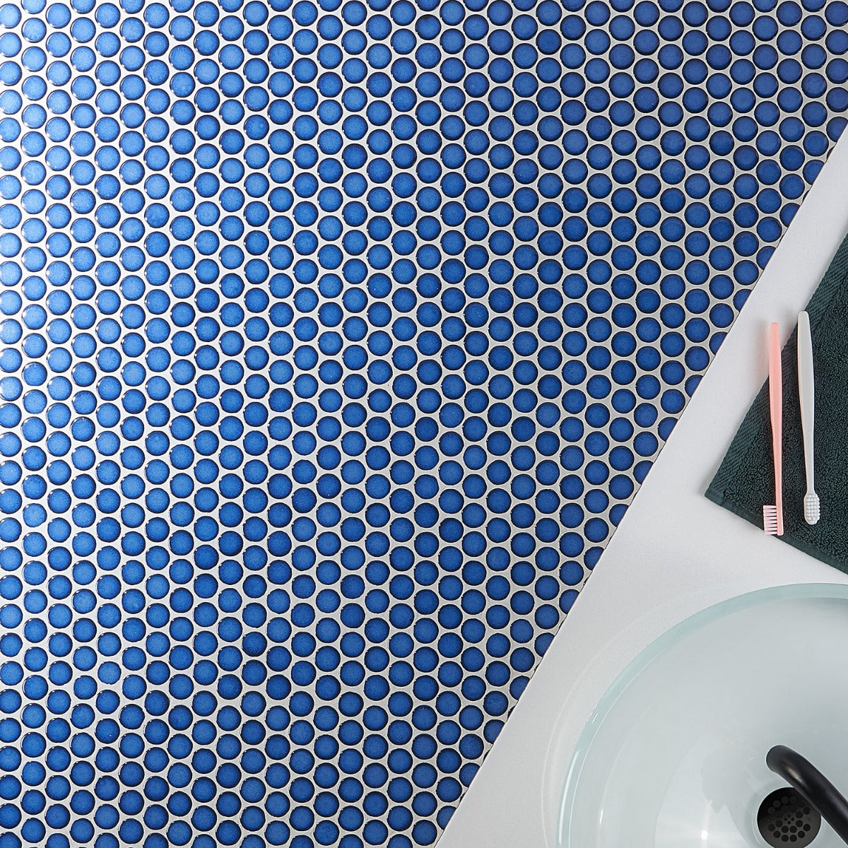 Nirvana Midnight Blue Penny Round Polished Porcelain Mosaic Tile