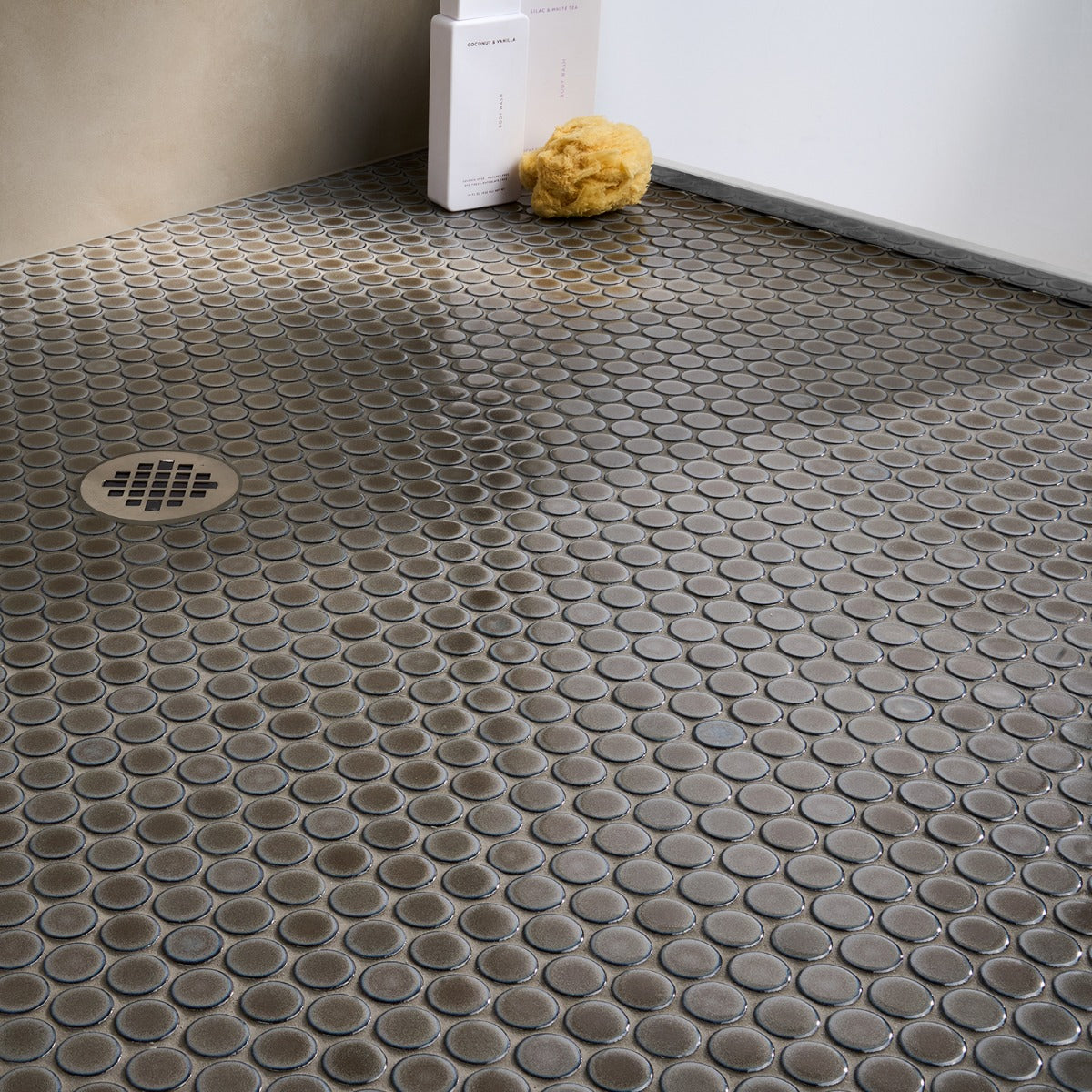 Nirvana Dark Gray Rimmed 1" Circle Polished Porcelain Mosaic Tile - Lux Tile