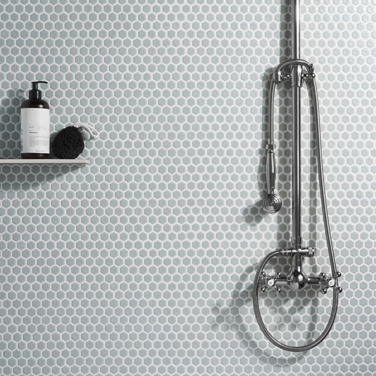 Eden Modern Gray Rimmed 1" Hexagon Polished Porcelain Mosaic Tile