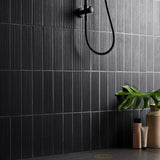 Charlotte Charcoal Black 3x10 Textured Matte Ceramic Subway Tile - Lux Tile