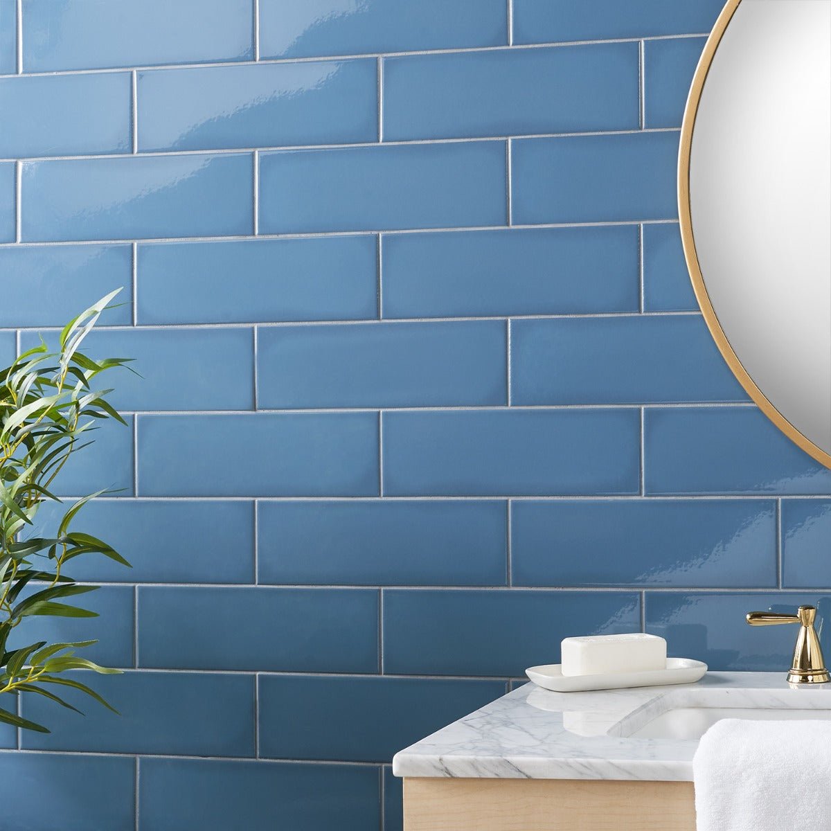Park Hill Blue 4x12 Polished Porcelain Subway Tile - Tilebar