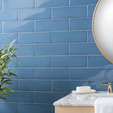 Park Hill Blue 4x12 Polished Porcelain Subway Tile by Lux Tile