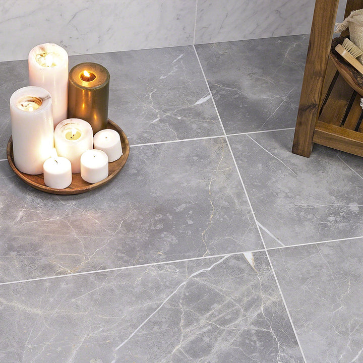 Lux Tile Marble Tech Grigio Imperiale Gray 12x24 Matte Porcelain Tile