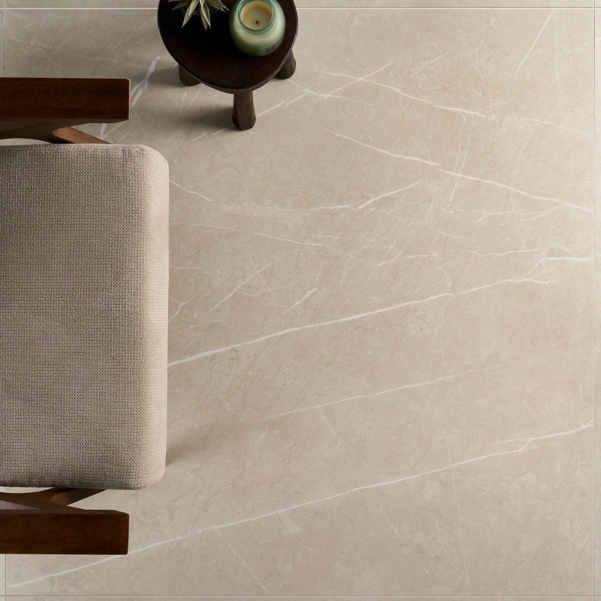 Autograph Crema Beige 48x48 Marble Look Satin Porcelain Tile - Tilebar