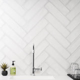 ArtBlock Bianco White 4x16 Matte Porcelain Tile by Stacy Garcia