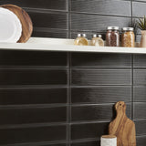 Stacy Garcia ArtBlock Fluted Nero 4x16 Glossy Porcelain Tile