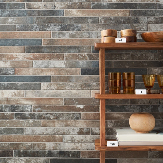 Industrial Red Mix Matte Porcelain Tile - 2x18