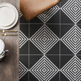 Lux Tile B2W Black & White Stripe Negative 8x8 Matte Porcelain Tile