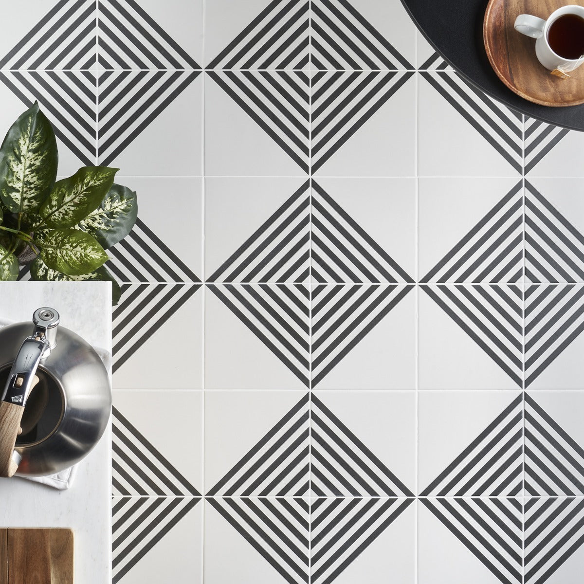 Lux Tile B2W Stripe Positive 8x8 Matte Porcelain Tile