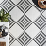 Lux Tile B2W Stripe Positive 8x8 Matte Porcelain Tile