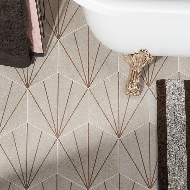 Lux Tile Pergola Beams Taupe 12.5" Hexagon Matte Porcelain Tile