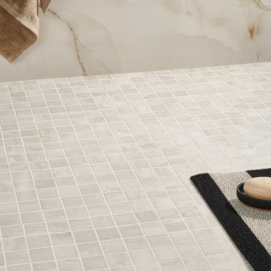 Basic Travertine Beige & Cream 2x2 Matte Porcelain Mosaic Tile