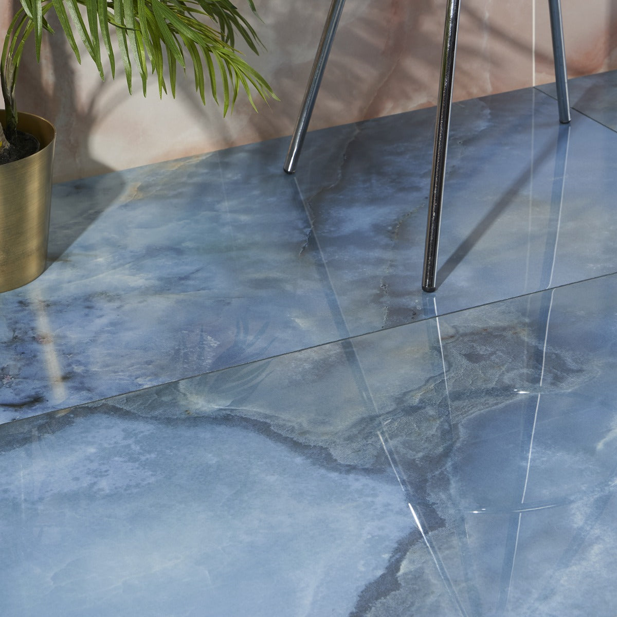 Jewel Onyx Blue 24x48 Polished Porcelain Tile by Lux Tile